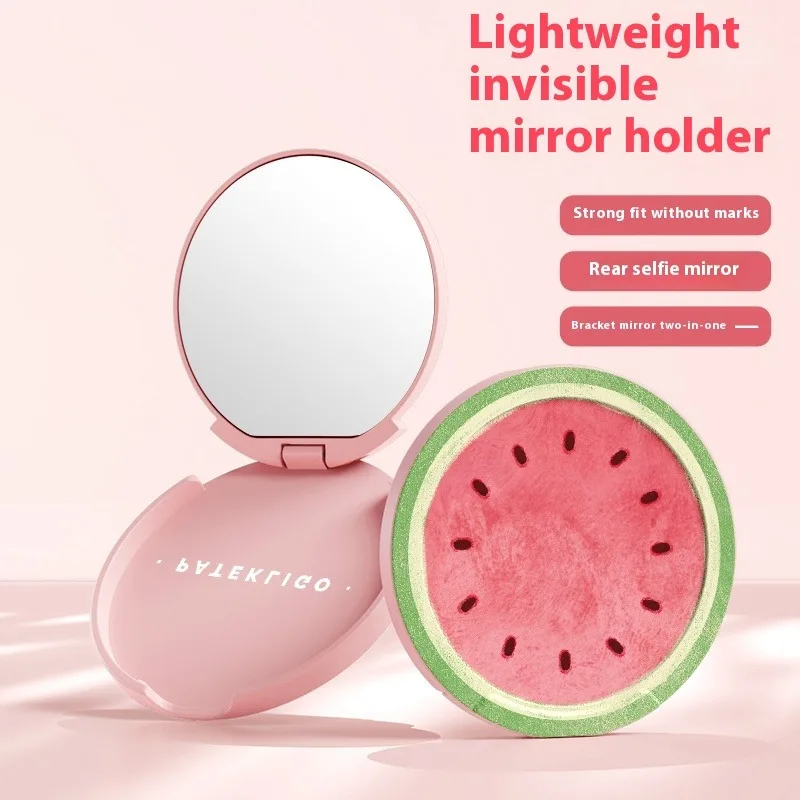

Watermelon Selfie Mirror Make Up Mobile Phone Stand Sticker Holder Take Photo Portable Compact Lazy Bracket Women Finger Holder