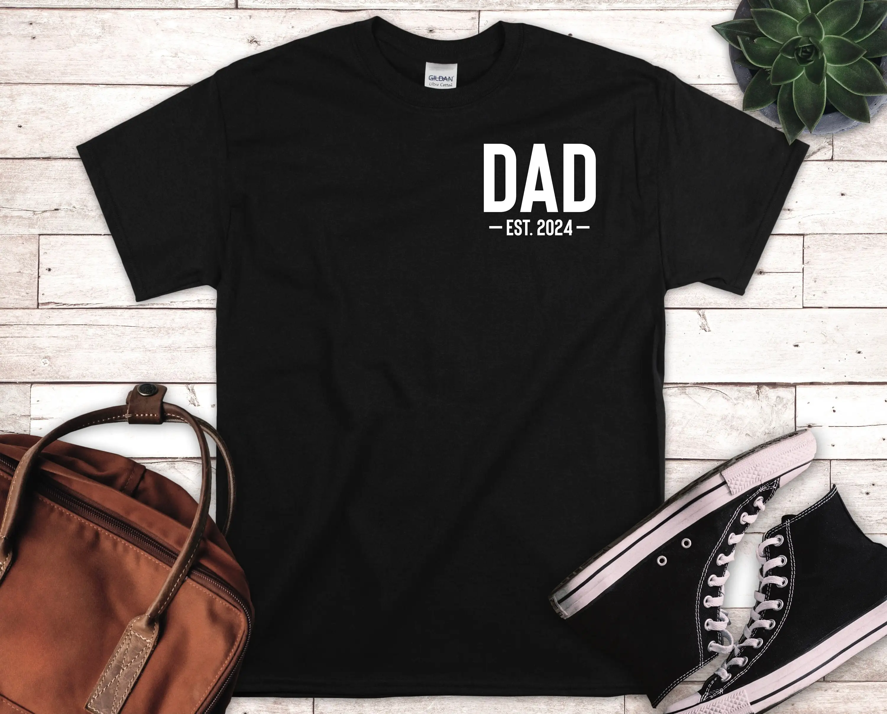 Dad Est 2024 T Shirt New For Pregnancy Announcement To Surprise From Wife Birthday