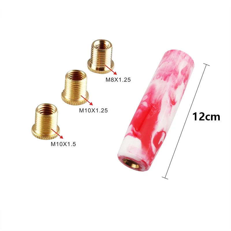 JDM Universal Acrylic Long Gear Stick Shift Knob Manual Transmission Marble Lever Shifter Knob Head with M8 M10 Adaptor