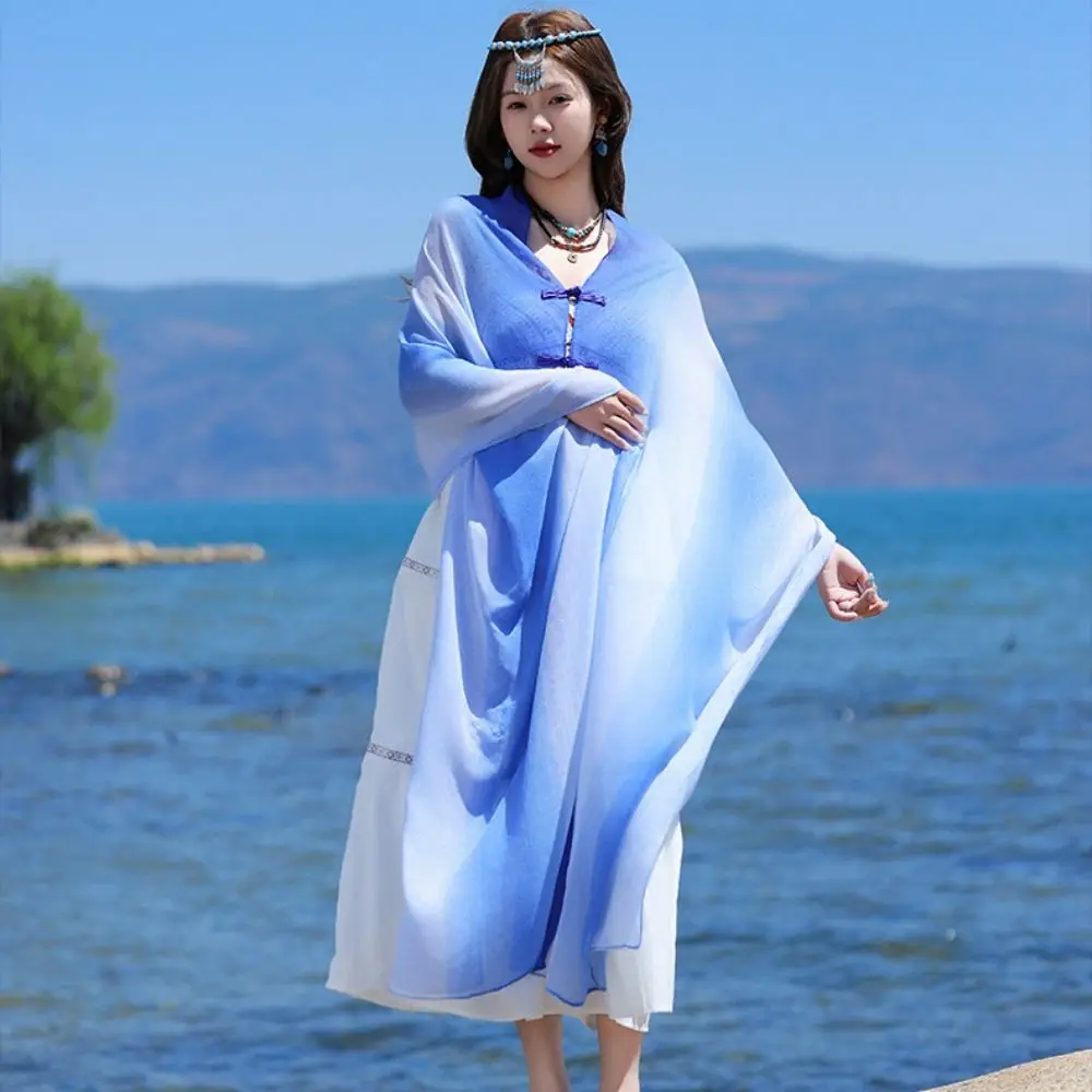 빈티지 태양 보호 민족 스타일 목도리 우아한 꽃 태양 보호 목도리 대형 랩 비치 스카프 야외