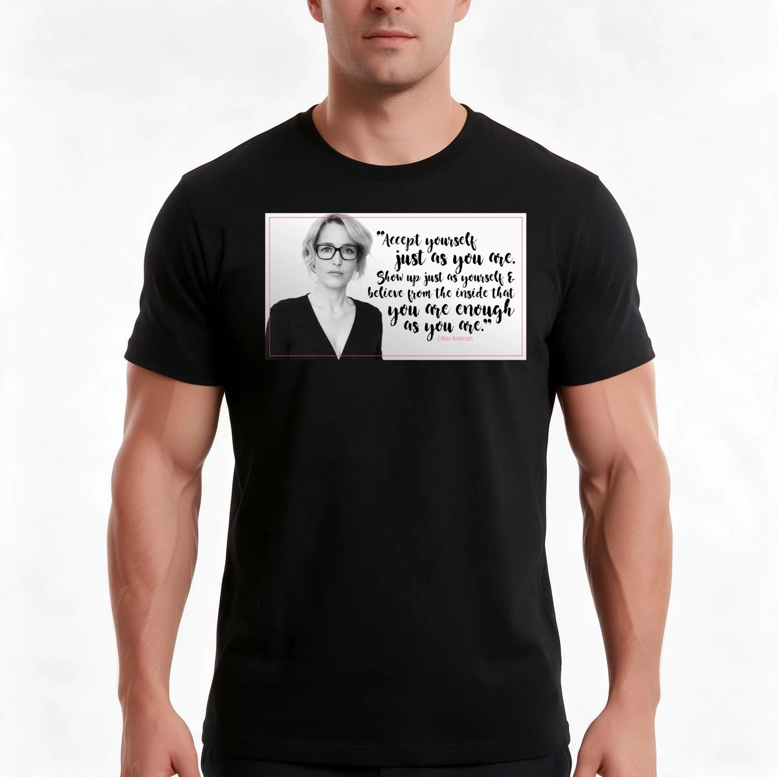 Gillian Anderson Quote - Accept Yourself T-Shirt, Summer Casual Cotton Tee, Oversized Streetwear Tops, Vintage Graphic Print