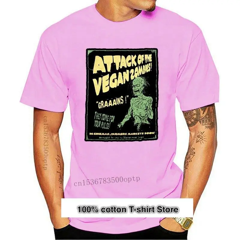 Camiseta vegana de ataque de Zombie para hombres, ropa divertida, fresca, de alta calidad, nueva