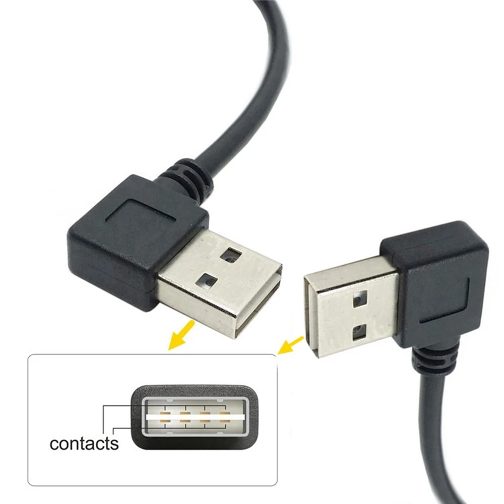 USB 왼쪽 오른쪽 컴퓨터 익스텐션 케이블, USB 2.0 A 타입 플러그-A 플러그 케이블, 고속 480 Mbps 블랙, 1M