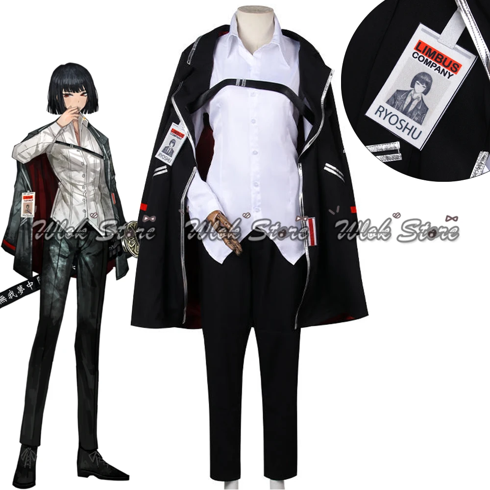 Game Limbus Company Ryoshu Cosplay Costume Long Coat Shirt Pants Suit Customized Halloween Party Carnival Roleplay Outfits Wig