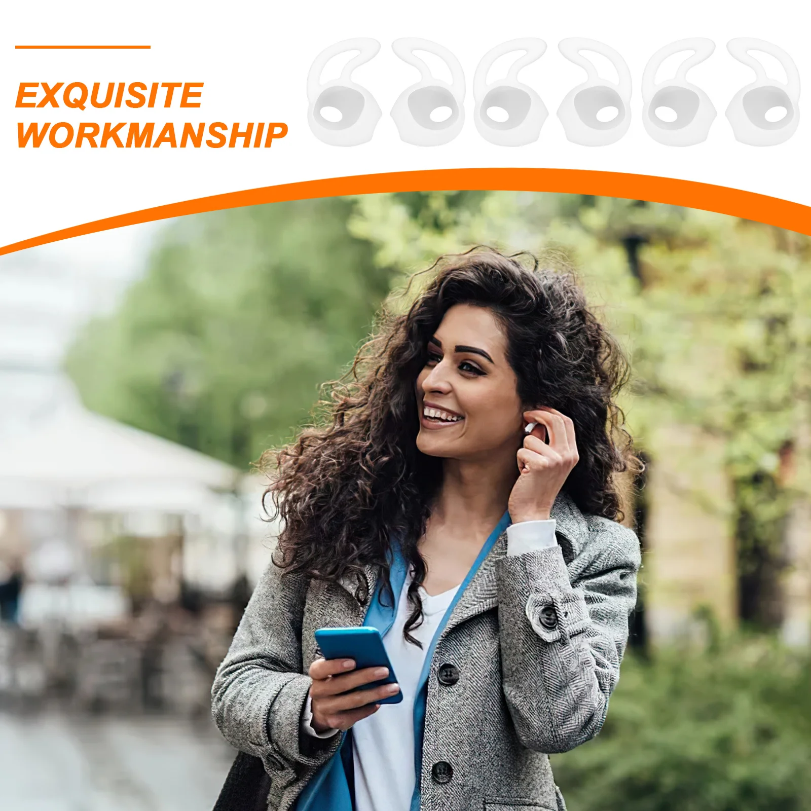 6 قطع من خطافات الأذن المصنوعة من السيليكون المضادة للانزلاق لسماعات الرأس اللاسلكية مناسبة للجري والموسيقى والاتصال هدية وأغطية خطاف الأذن #6