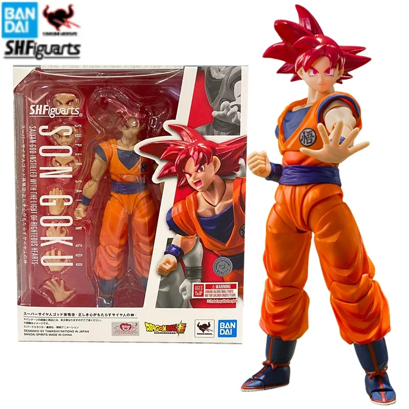 In Stock Bandai S.H.Figure Dragon Ball Figures Goku Saiyan God Instilled Light Rightedus Hearts Anime Action Figure Toys Gifts