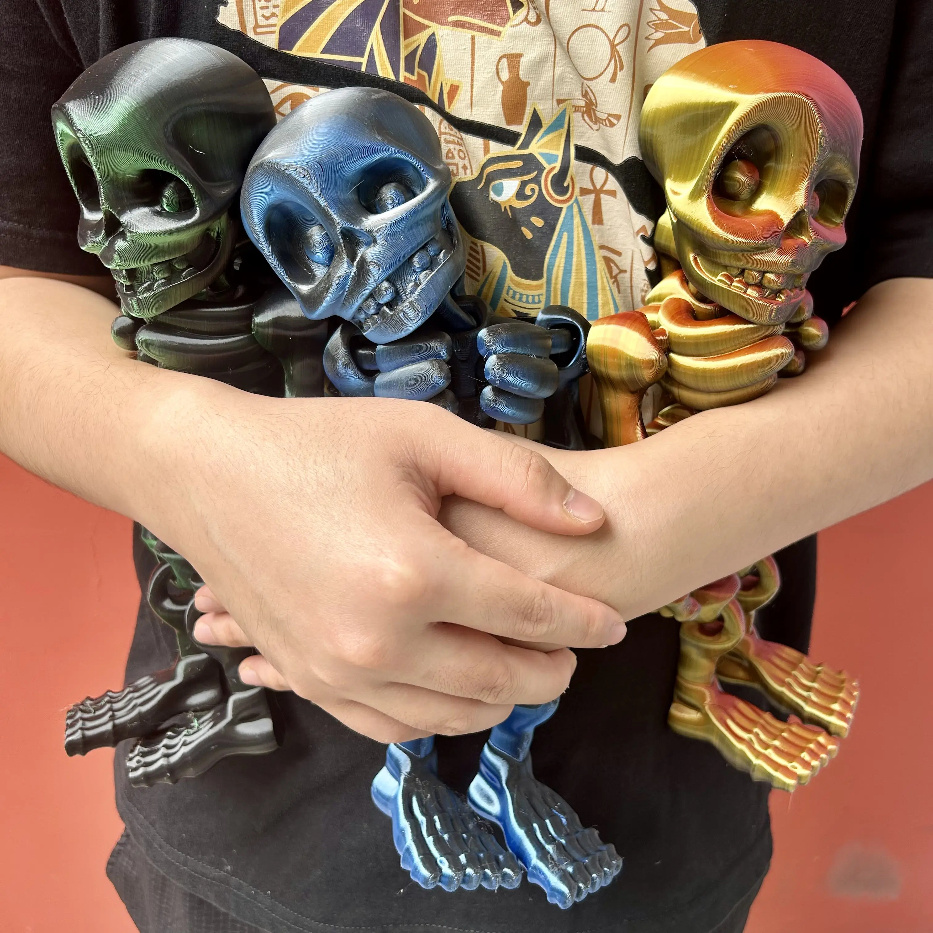 3D Printed Skull Man Statue, Unique Desktop Decoration & Collectible, Halloween Decor, Christmas Action Figures, 30Cm/11.81In