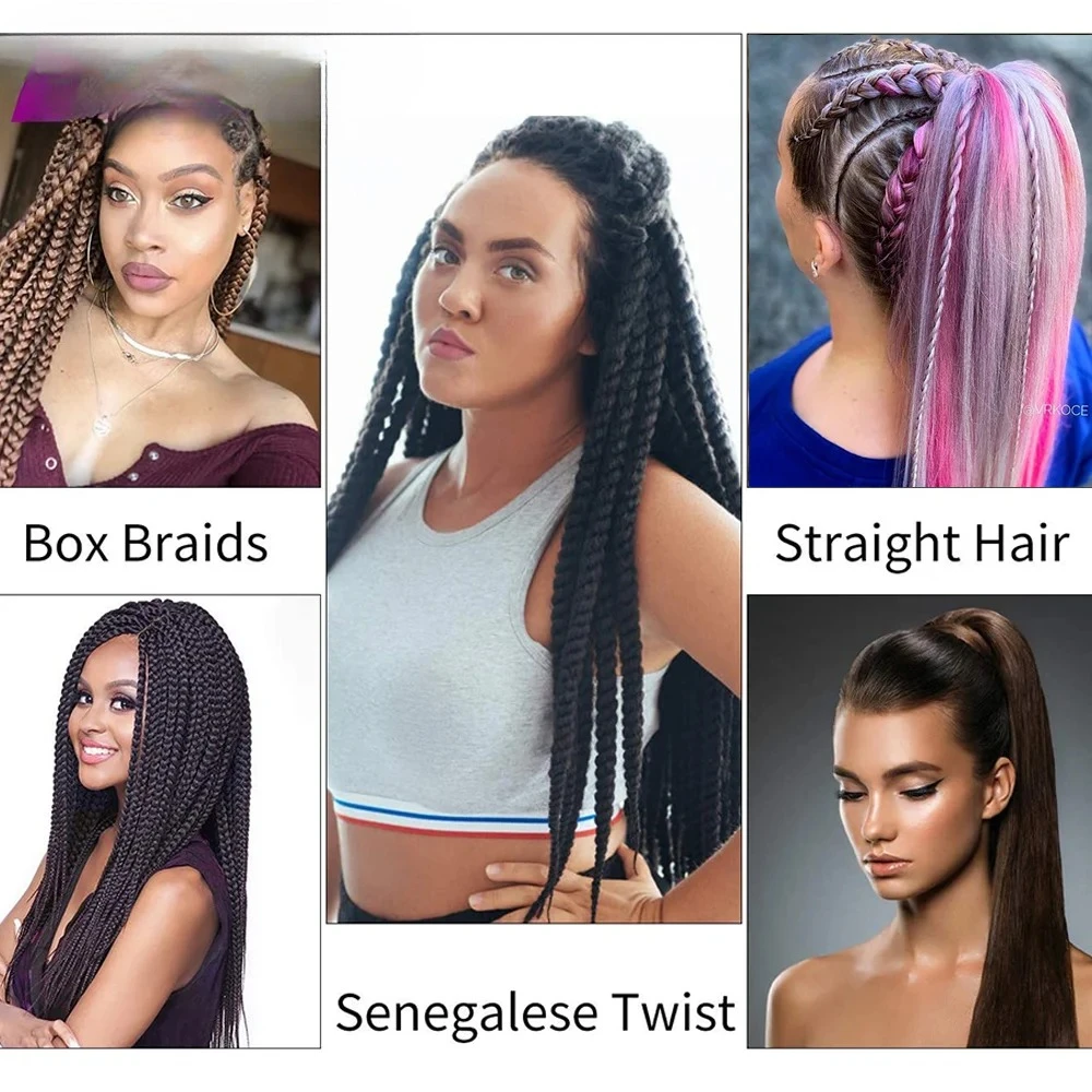 الأرجواني تجديل وصلات شعر قبل امتدت لينة ياكي الاصطناعية جامبو الضفائر DIY بها بنفسك ذيل حصان جديلة وردي رمادي برتقالي أحمر أزرق الشعر #3