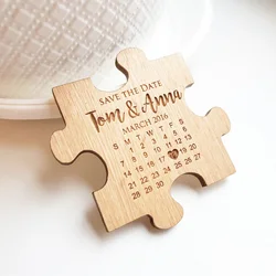 Wedding save the date magnets,  puzzle with calendar, puzzle magnets