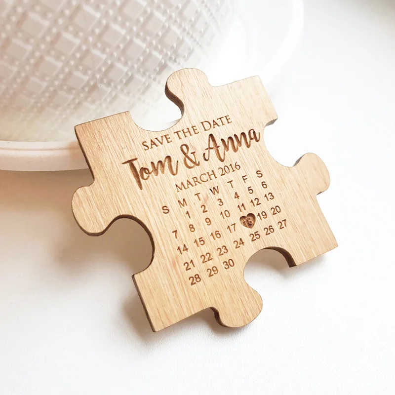 Ślub zapisz magnesy daty, puzzle z kalendarzem, magnesy puzzle