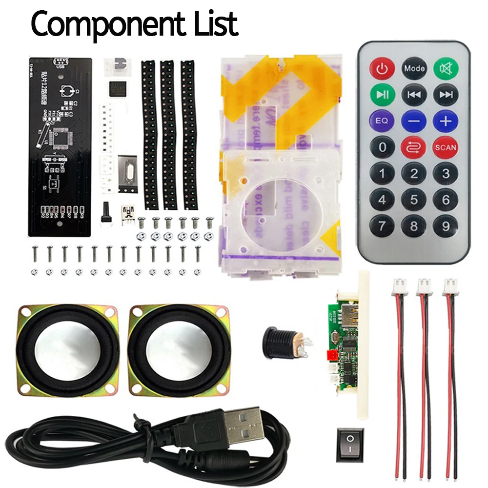 DIY Bluetooth Speaker Soldering Kit with 12-channel LED Lights Bi-Channel Multi-Functional Small Amplifier Mini Speaker