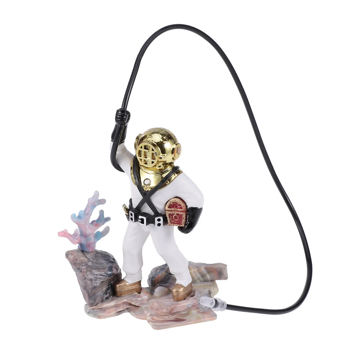 

Little Copper Diver Man White Plastic Durable Ornament for Fish Tank Decoration Natural Hiding Fish Tank Ornament
