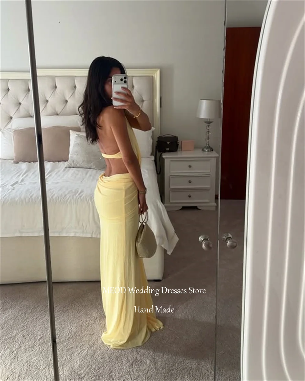 MEOD Chiffon Formal Dubai Vestidos De Fiesta Halter Fashion Prom Gowns Backless Sleeveless Modern Vestido Femininos Customized