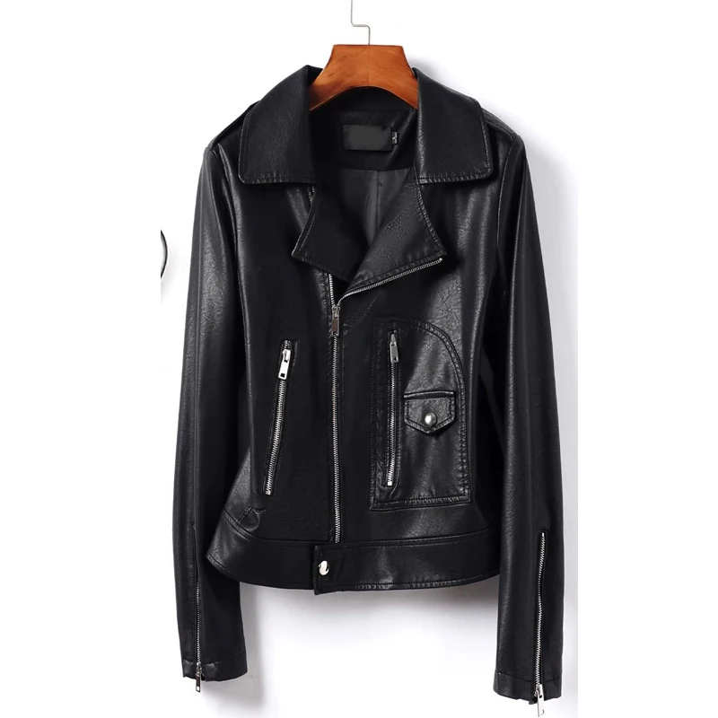 M-4XL Fashion Moto Biker Sheep Leather Jackets 2024 Autumn Short Diagonal Zipper Women Real Split Sheepskin Casual Jackets Coats