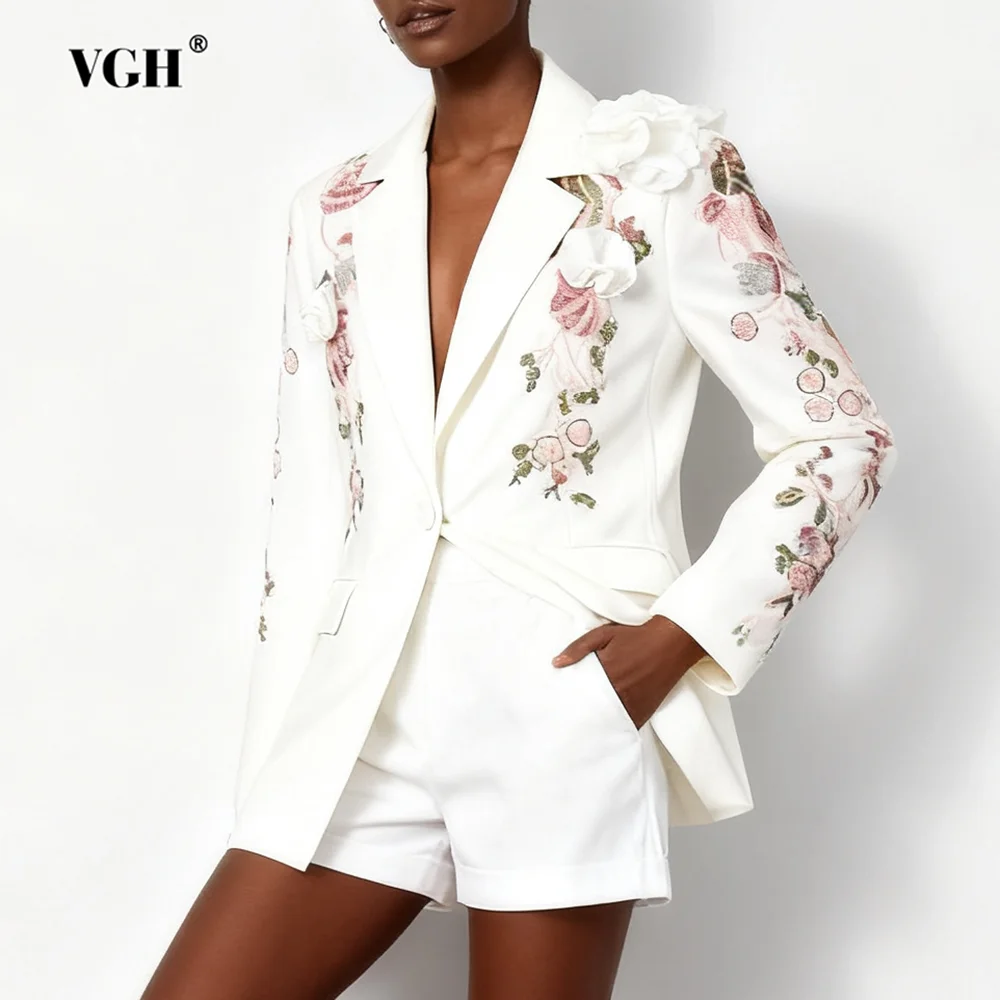 

VGH однотонные свежие элегантные утягивающие блейзеры для женщин с v-образным вырезом и длинными рукавами, осенние повседневные вечерние куртки с аппликацией, женские новые