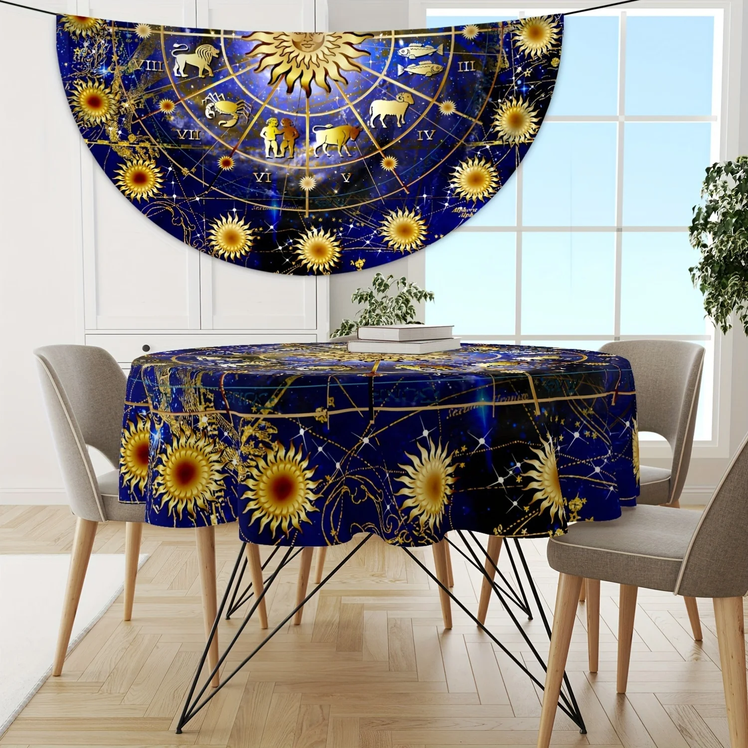 VIKAMA Light Luxury Constellation Tablecloth Constellation Pattern Easy To Clean Astrology Room Cafe Meditation Space Decoration
