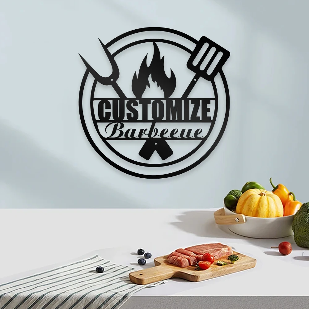 

1pc Fire cooker Custom Name Iron Wall Signs Iron Wall Plaque for Kitchen and Dining Room