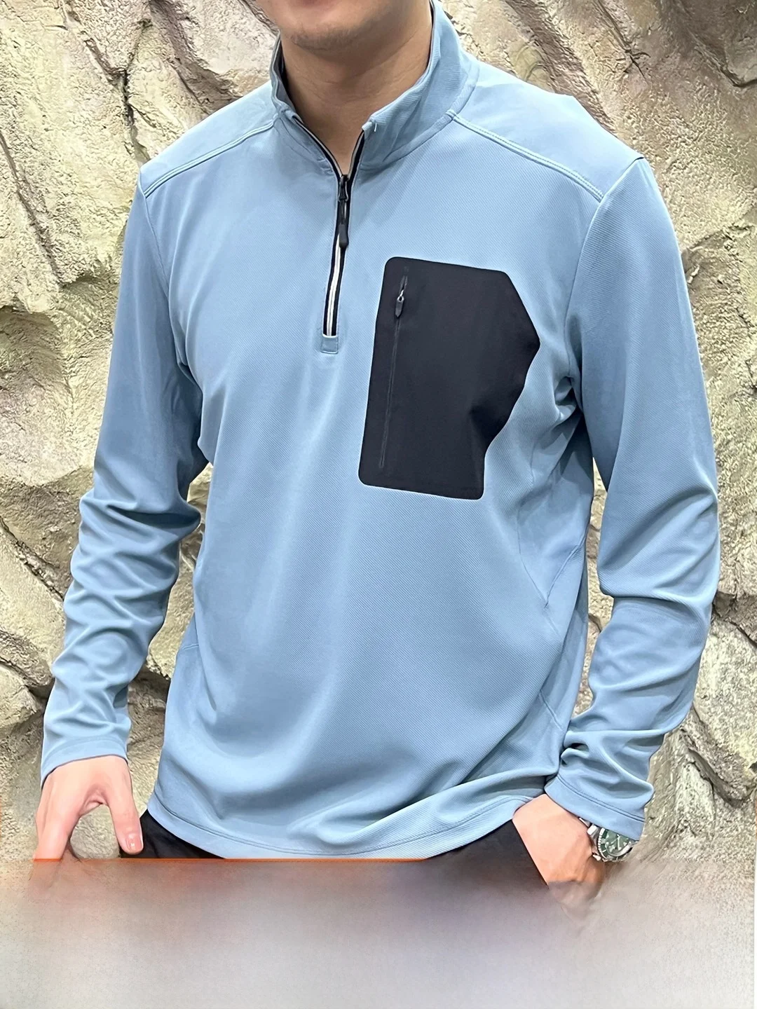 Outdoor Sports T-Shirt Functional Mesh Quick Dry Breathable Spring Autumn Men's Stand Collar Half Zip Casual Base Shirt