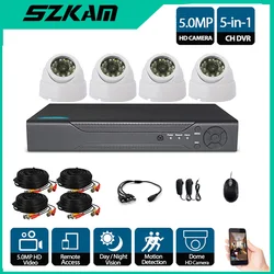 AI 4CH DVR Kit 4pc 5MP CCTV Camera Dome Indoor Security Night Vision Face Detect AHD TVI Video Surveillance CCTV System Full Set