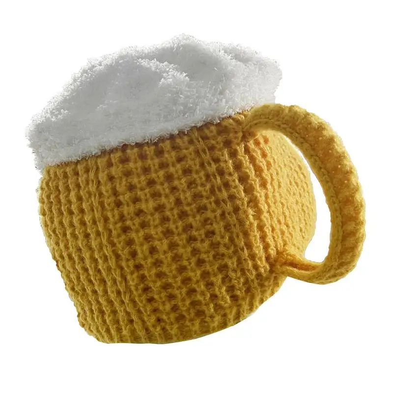 Unisex Beer Cup Hats Fun Gift Warm Pullover Cap Ear Warmers Versatile Hairline Cap Valentine's Gift