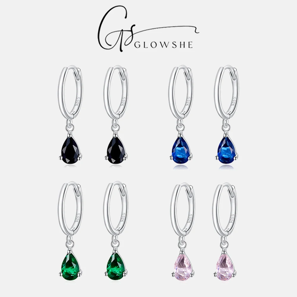 

Glowshe 925 Sterling Silver Water Drop Zircon Hoop Earrings Hypoallergenic Fine Jewelry 2026 Trends Women's High Quality Earring