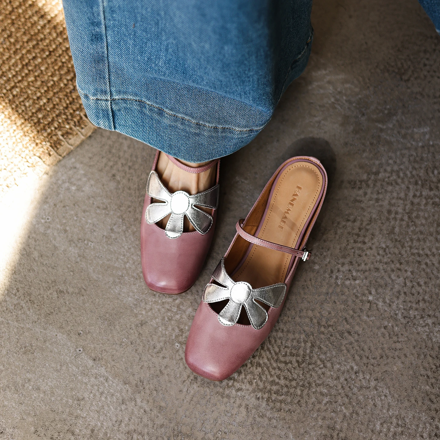 

Genuine Leather Cowhide Women's Sandals,Summer Low Heel Women Slippers, Slingback Women Mules,Casual Womens Shoes