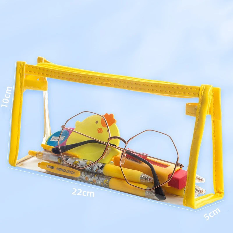 1pc Large Capacity Pencil Case PVC Waterproof Transparent Zipper Portable Makeup Bag