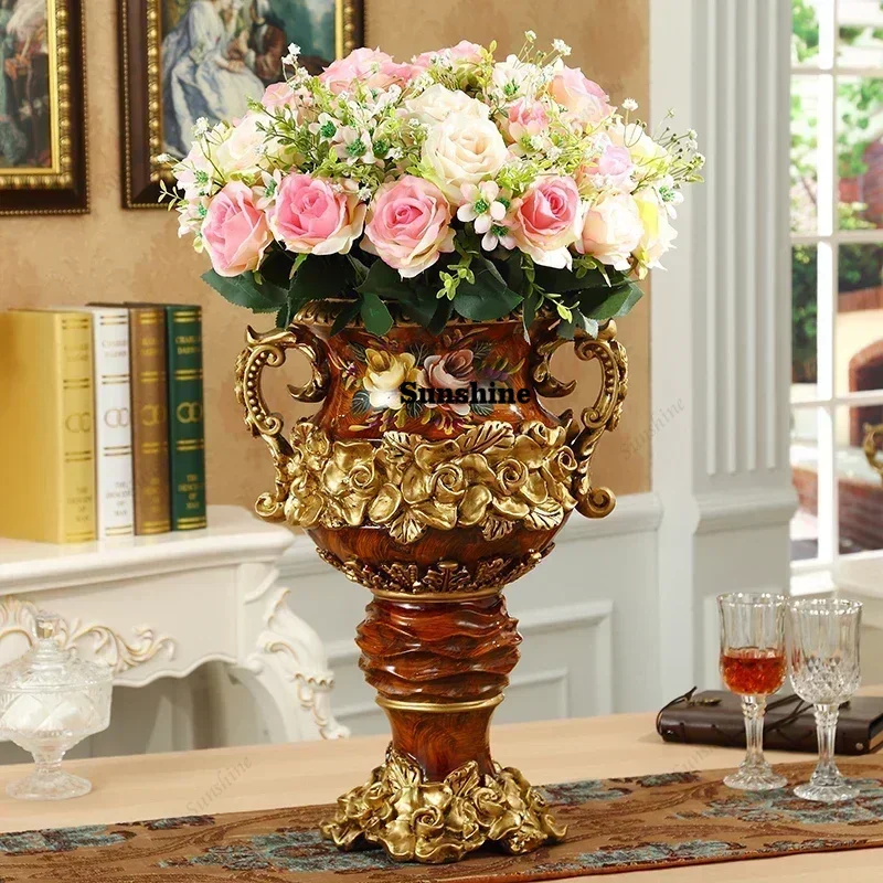 Height 50cm Retro Style Originality Vase Landing Large Size Flower Arrangement Luxurious Ornaments Home Furnishings Decorate
