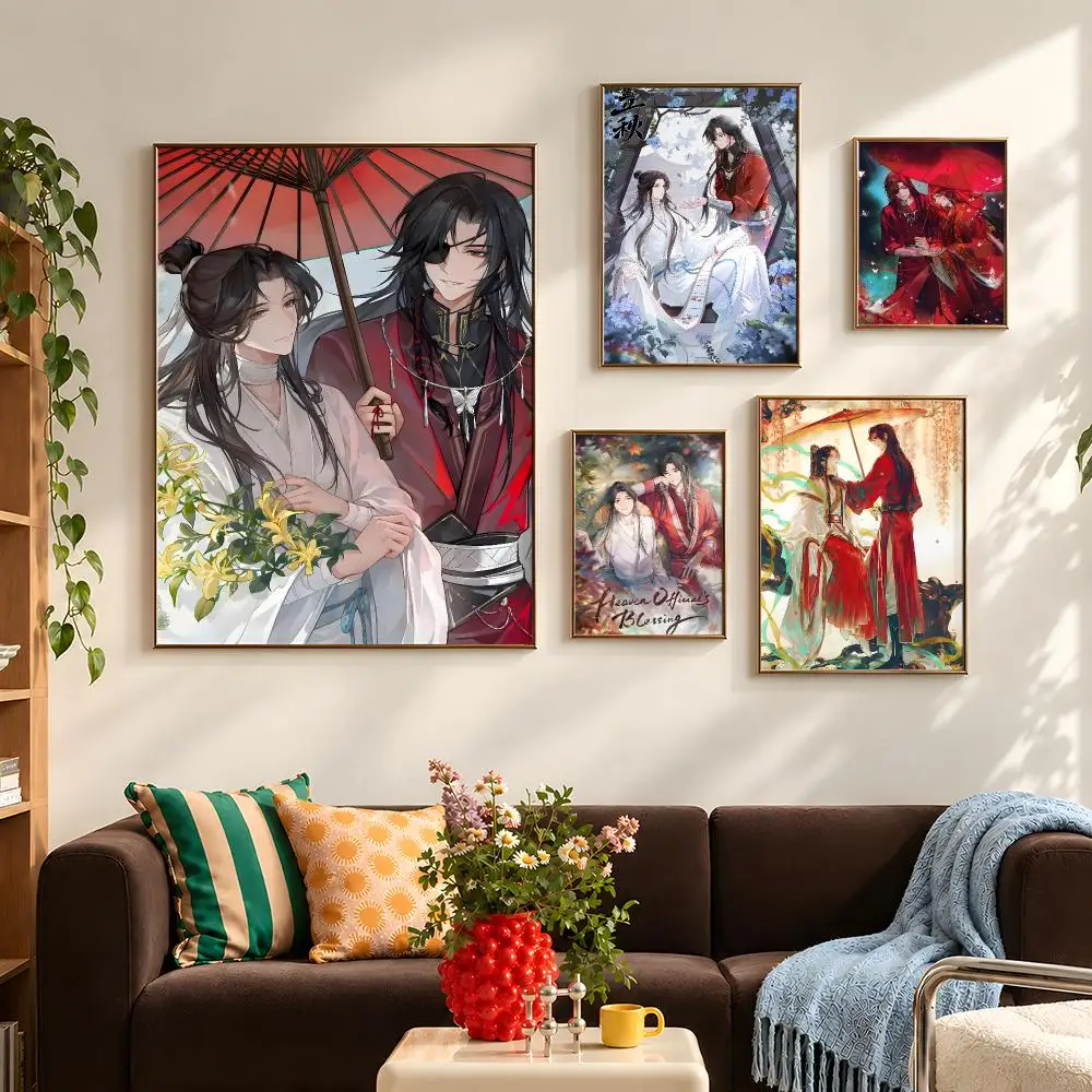 Anime Heaven Official's Blessing TGCF Poster Self Adhesive PP Wall Art HD Gaming Room Bedroom Living Room Decor Apartment Gift
