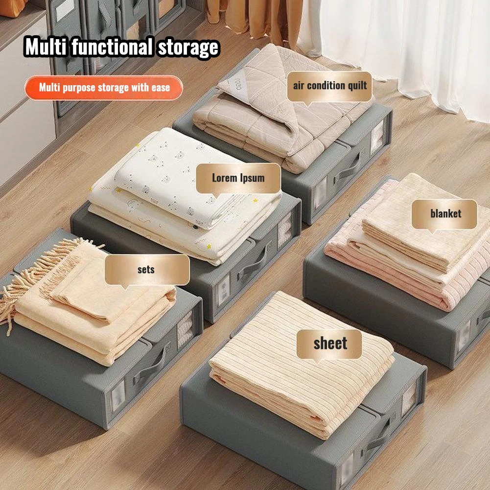 Organizador de sábanas plegables, caja de almacenamiento de ropa de cama con ventana, pegatinas mágicas, armario con cremallera, fundas de edredón sábana para, manta