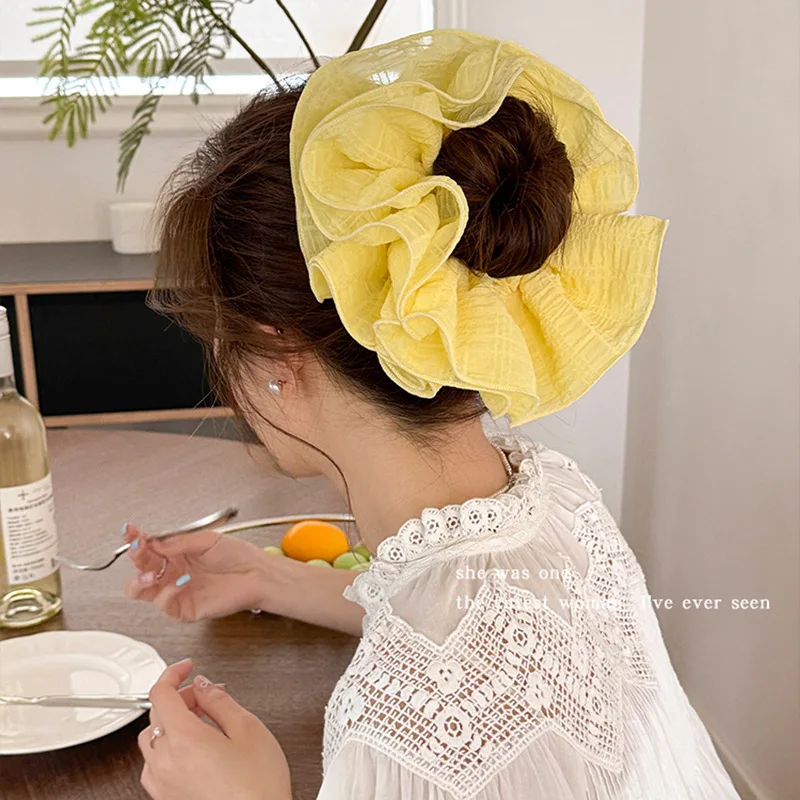 12PCS/LOT Large Soft Purple Hair Tie for Women Elegant Low Ponytail Hairband Elastic Hair Flower Decoration Hair Scrunchies