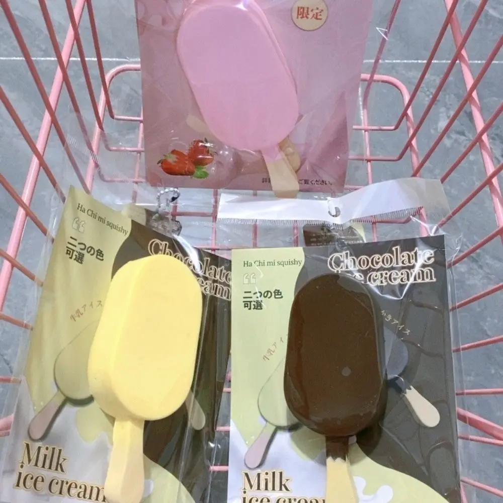 Super miękkie zabawki antystresowe w kształcie lodów, wolno powracające do kształtu, lodowe lizaki, ściskane lizaki o smaku truskawki, kreatywne symulacje do ściskania.