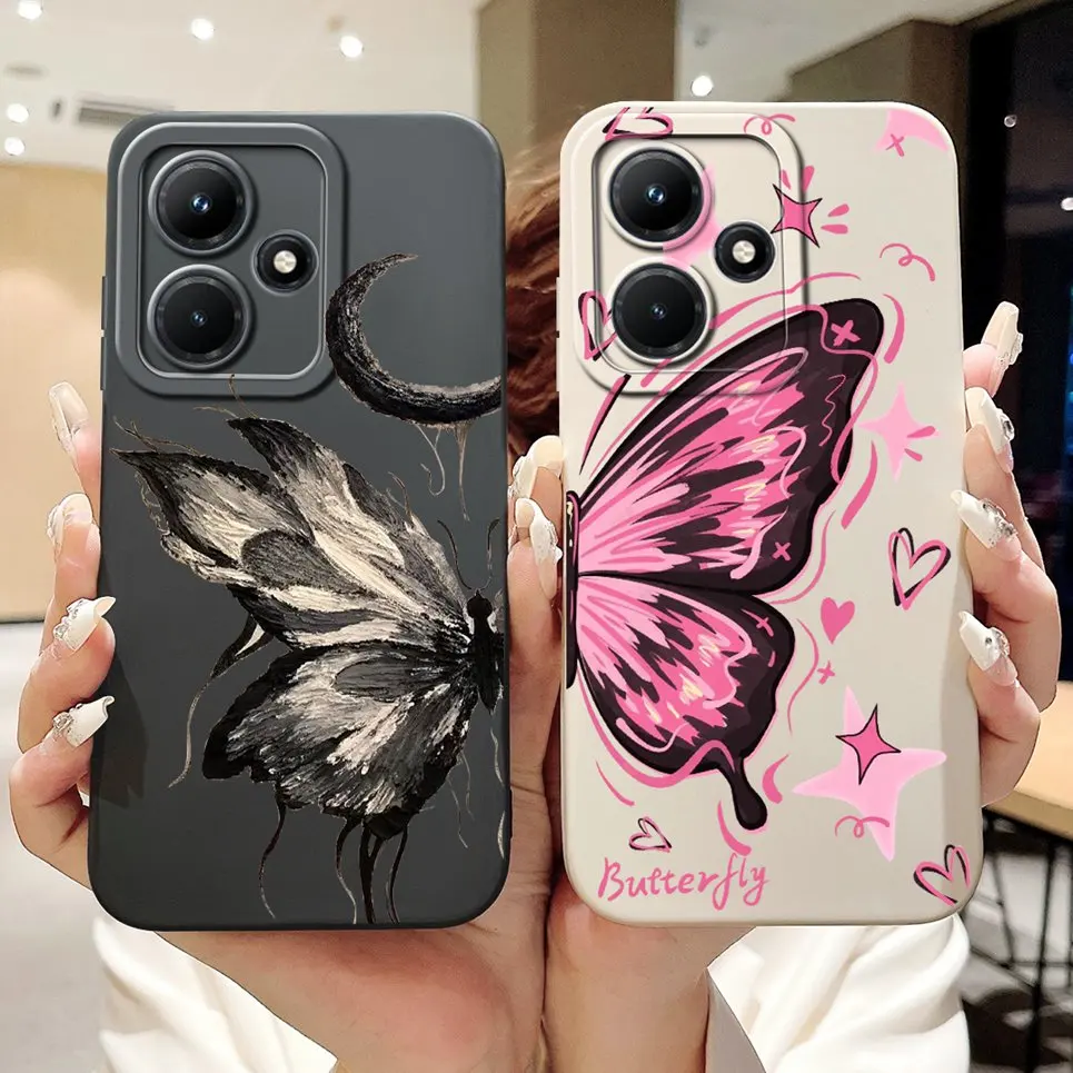 Cases For Infinix Hot 30i Hot30 Play NFC Hot 40 Hot40 Pro Hot40i Fashion Flower Butterfly Soft Silicone Cover Protective Funda