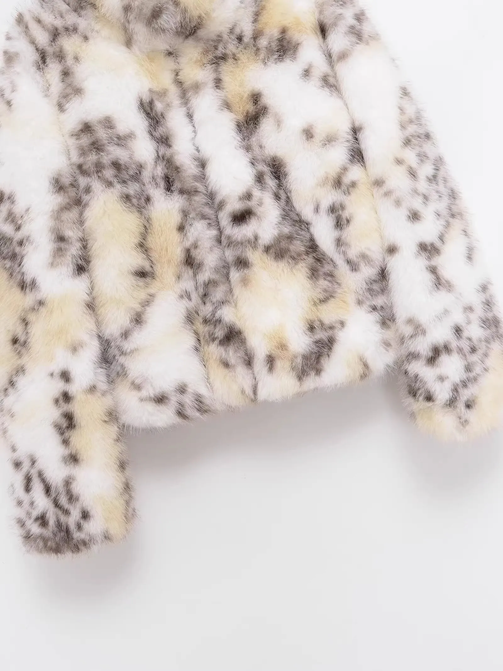 خريف 2025 جديد ليوبارد طباعة الوقوف طوق ort Plu تأثير الفراء الاصطناعي Jaet المرأة خمر فضفاضة تناسب معطف طويل Sve #4