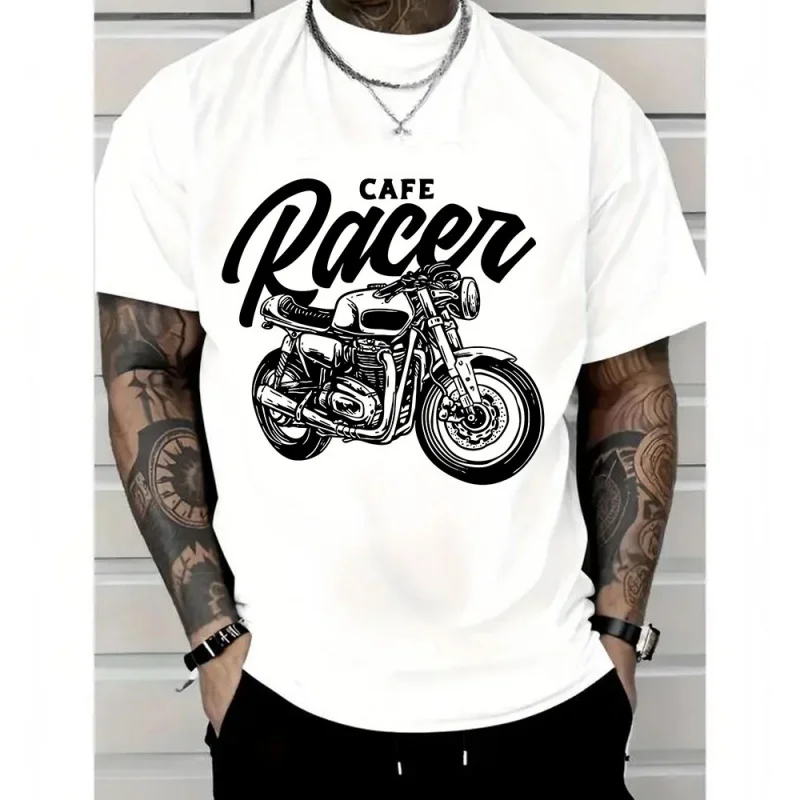 

0419 Vintage Custom Retro Cafe Racer Gift T-Shirt for Racing bikers 100% cotton printed Motorcycle Graphic clothes All size Tops