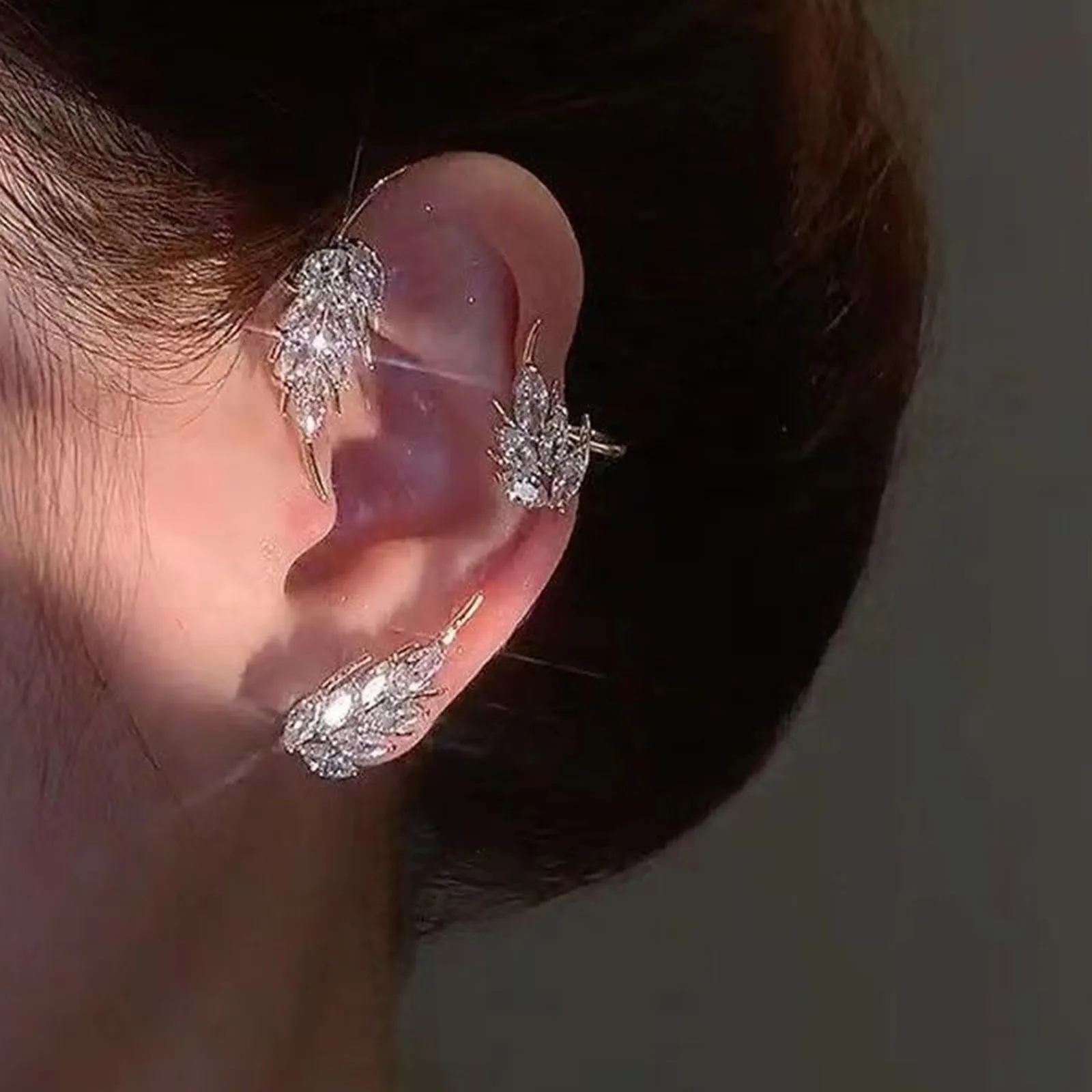 أقراط ورقية غير منتظمة بدون ثقب ، سبيكة ، إحساس راقي ، موضة مبالغ فيها ، مشبك أذن فاخر للسيدات ، ملحق ثقب #3