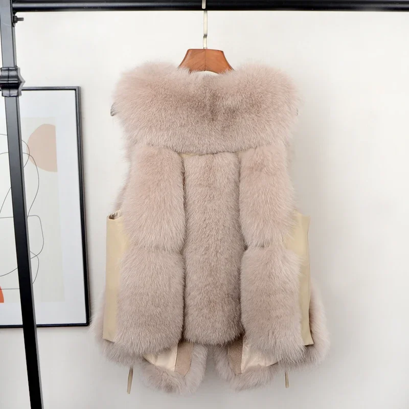 New Popular Women'S Autumn And Winter Warm Fur Coat Tank Top Shoulder Sweater Jacket Short Style Real Fur Vest