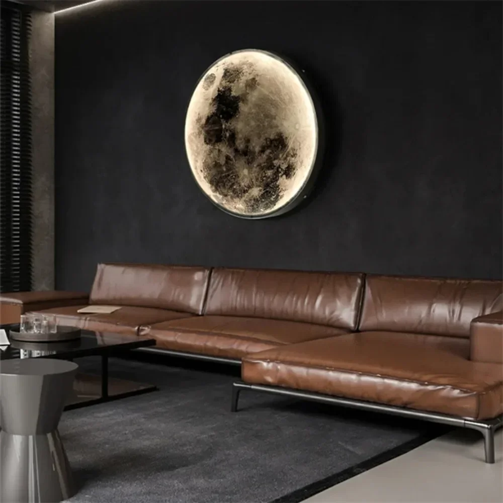 Art Modern Indoor Lighting Design Bedroom Round Led Moon Wall Lamp Decor Home Led Light