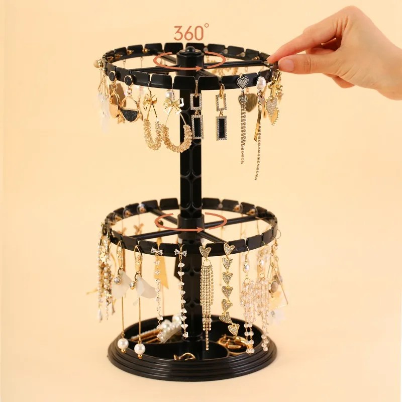 Rotating 360° Jewelry Box Organizer Plastic Display Rack Exquisite Personalized Jewelry Box Base Exhibition Wedding Gift