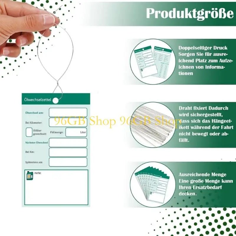 96GB 50pcs/100pcs Oil Change Notes 6x10cm Automotive Maintenance Pendants Easy Hanging Oil Change Note Reminder Label