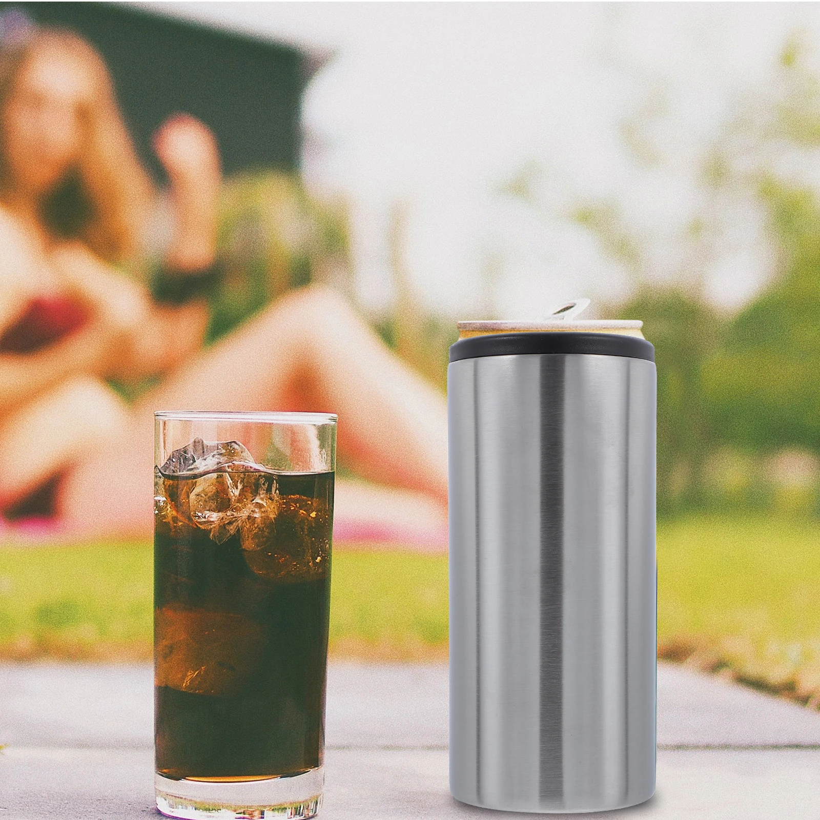 

Нержавеющая сталь с вакуумной изоляцией, крышка для бутылки, охлаждающая банка для путешествий, пеших прогулок, спорта, сохраняет пиво, холодную и горячую