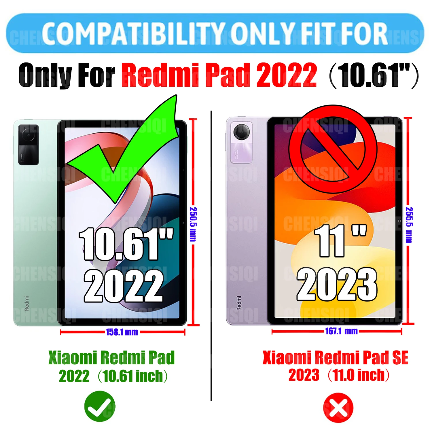 Tempered Glass for Redmi Pad (10.61 inch) 2022 Tablet Screen Protector Rear Camera Protector Anti Scratch 9H Hardness Glass Film