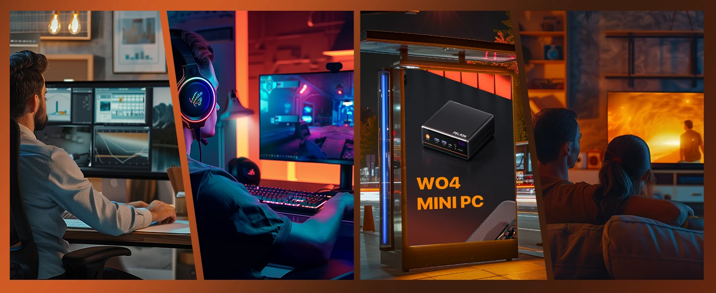 PELADN WO4 Mini Gaming PC - AMD Ryzen 5 5600H((6C/12T, up to 4.2Ghz,Beats 5700U/7430U) 16GB Dual Channel RAM 512GB SSD, Mini Desktop Computer with Dual NIC LAN 2.5Gbe, WiFi6, BT5.2, Type-C,sUPPORT Triple-Display Windows 11 Pro