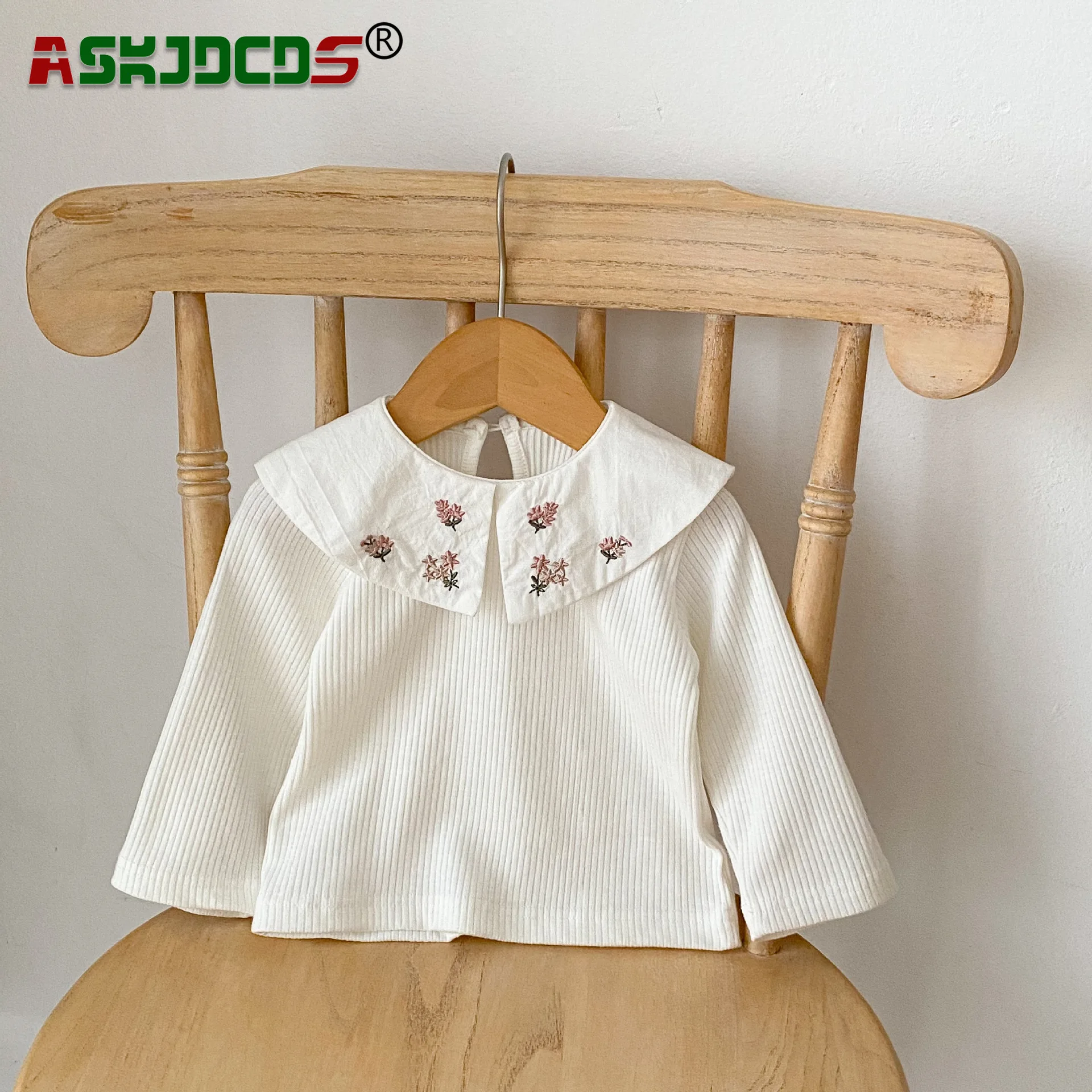 

Autumn Spring Peter Pan Collar Top with Embroidered Bottoming Shirts for Baby Girls (0-3Y) - Full Sleeve Toddler Infant Fashion