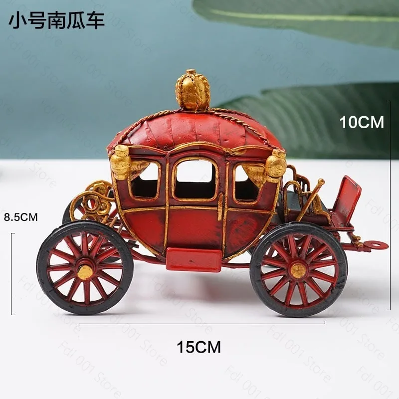 Wrought iron pumpkin carriage ornament Royal carriage model Miniature retro props Nostalgic objects Industrial style decorations