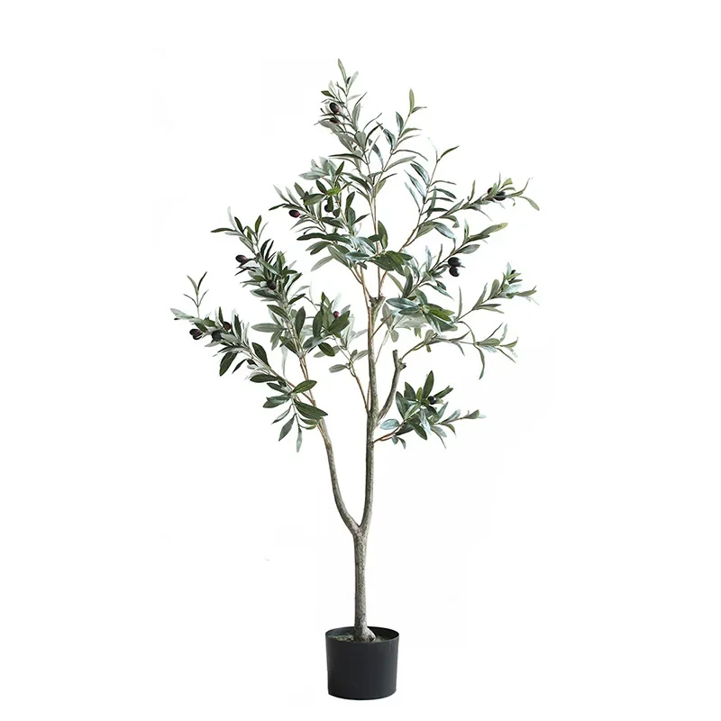 Artificial Olive Tree Potted Simulation Green Plants Faux Olive Tree Bonsai for Indoor Outdoor Home Garden Floor Decoration