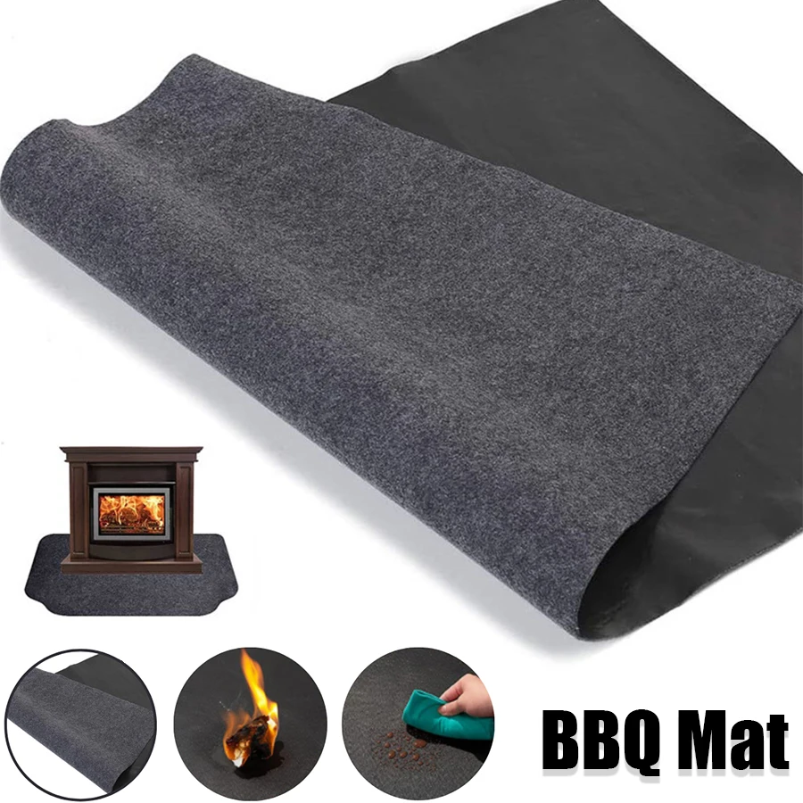 36Inch Fireproof BBQ Mat Fireplace Brazier Fireproof Mat Outdoor Lawn Terrace Barbecue Fireproof Rug Protective Mat BBQ Tools