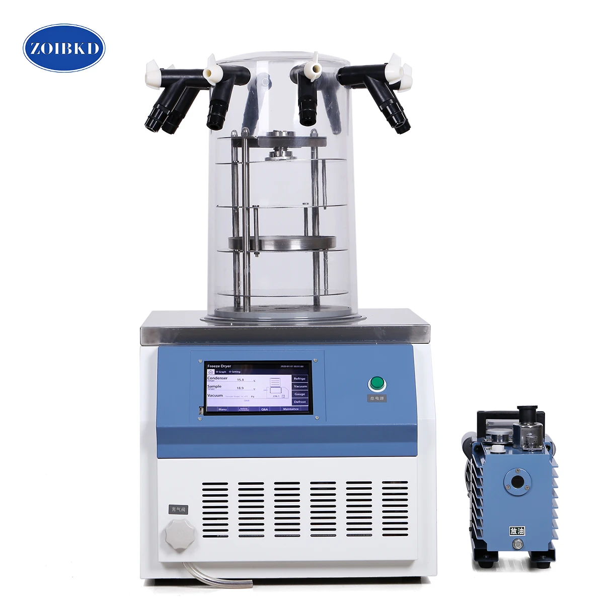 ZOIBKD Laboratory Equipment 10N-60C Vacuum Freeze Dryer Household Intelligent Belt High-Efficiency Vacuum Pump