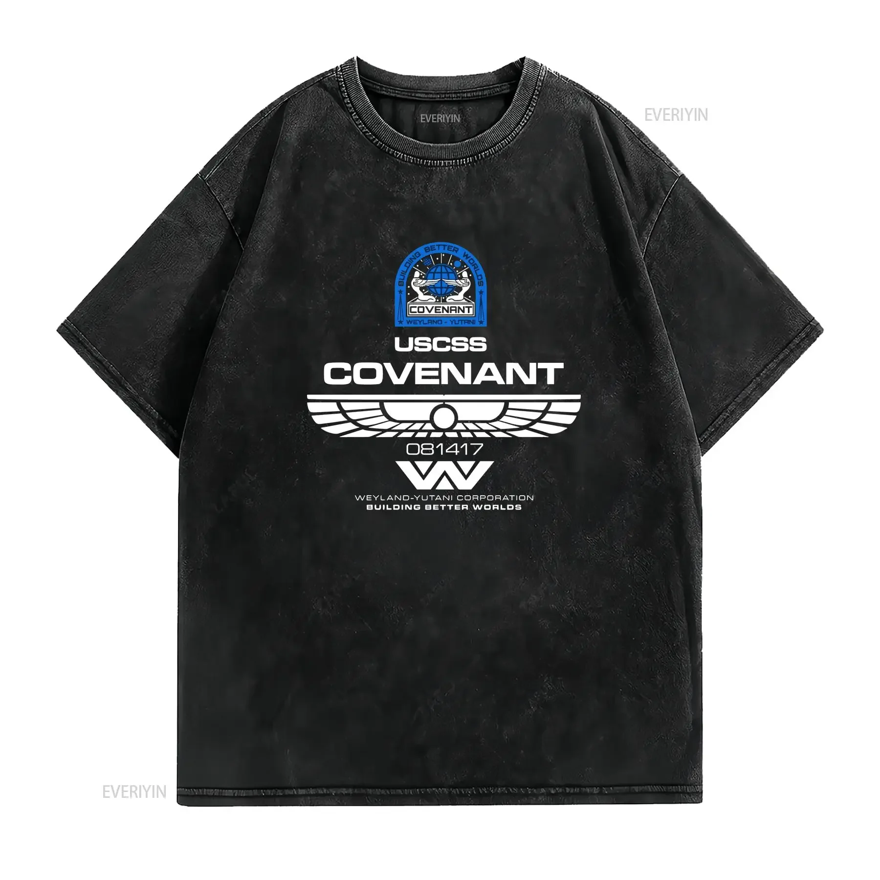 Alien Covenant Crew Member Mens T Shirt vintage Washed Comfortable homme designer clothes Slightly streetwear Versatile fashion