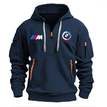BMW-Sweat à capuche en coton de haute qualité pour hommes et femmes, pull tendance, grande taille, At Fit, 2024